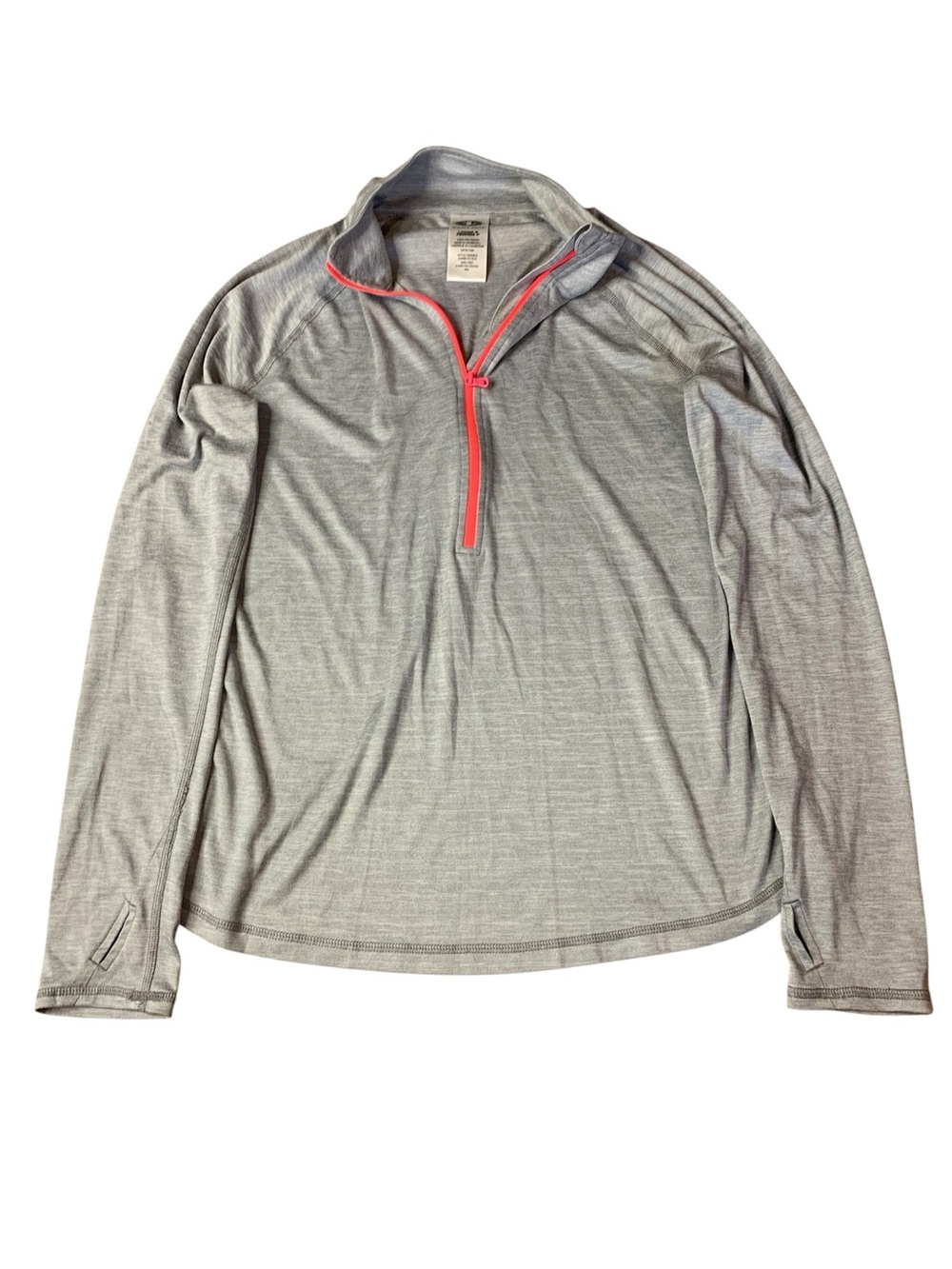 Athletic Works Grey 1/4 Zip Pullover Top Neon Coral Accent Women’s Size S